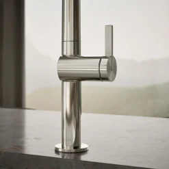 Pull-down kitchen sink faucet with two-function sprayhead