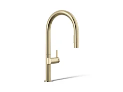 Pull-down kitchen sink faucet with two-function sprayhead