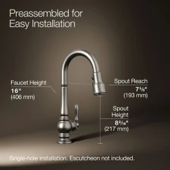 Pull-down kitchen sink faucet with three-function sprayhead