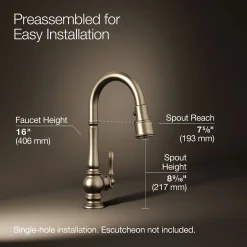 Pull-down kitchen sink faucet with three-function sprayhead