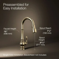 Pull-down kitchen sink faucet with three-function sprayhead