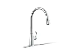 Pull-down kitchen sink faucet with three-function sprayhead