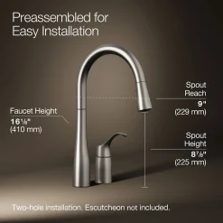 Pull-down kitchen sink faucet with three-function sprayhead