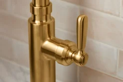 Pull-down kitchen sink faucet with three-function sprayhead