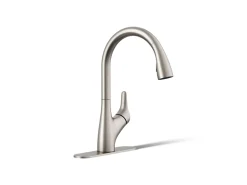 Pull-down kitchen sink faucet with two-function sprayhead
