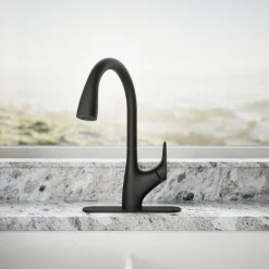 Pull-down kitchen sink faucet with two-function sprayhead