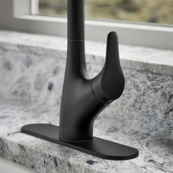 Pull-down kitchen sink faucet with two-function sprayhead