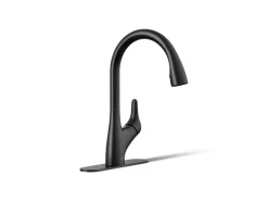 Pull-down kitchen sink faucet with two-function sprayhead