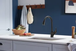Pull-down kitchen sink faucet with two-function sprayhead