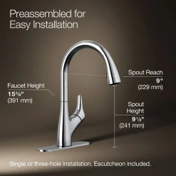 Pull-down kitchen sink faucet with two-function sprayhead