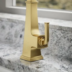 Pull-down kitchen sink faucet with three-function sprayhead