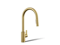 Pull-down kitchen sink faucet with two-function sprayhead