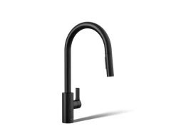 Pull-down kitchen sink faucet with two-function sprayhead