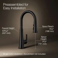 Pull-down kitchen sink faucet with three-function sprayhead