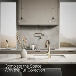 Pull-down kitchen sink faucet with three-function sprayhead