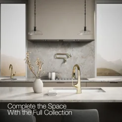 Pull-down kitchen sink faucet with three-function sprayhead