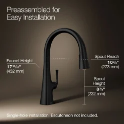 Pull-down kitchen sink faucet with three-function sprayhead