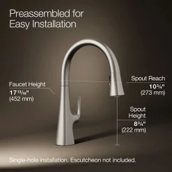 Pull-down kitchen sink faucet with three-function sprayhead