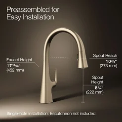 Pull-down kitchen sink faucet with three-function sprayhead