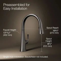 Pull-down kitchen sink faucet with three-function sprayhead
