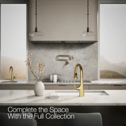Pull-down kitchen sink faucet with three-function sprayhead