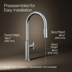 Pull-down kitchen sink faucet with two-function sprayhead