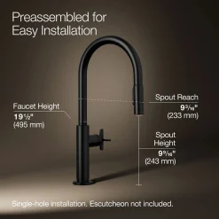 Pull-down kitchen sink faucet with two-function sprayhead