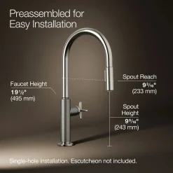 Pull-down kitchen sink faucet with two-function sprayhead