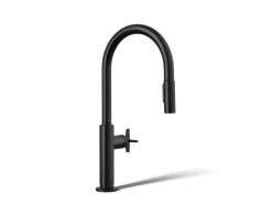 Pull-down kitchen sink faucet with two-function sprayhead