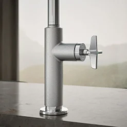 Pull-down kitchen sink faucet with two-function sprayhead