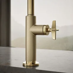Pull-down kitchen sink faucet with two-function sprayhead