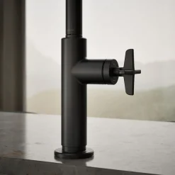 Pull-down kitchen sink faucet with two-function sprayhead