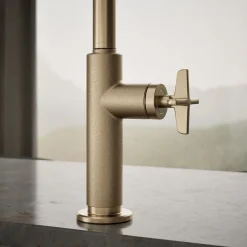 Pull-down kitchen sink faucet with two-function sprayhead