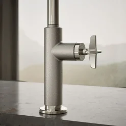 Pull-down kitchen sink faucet with two-function sprayhead