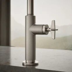 Pull-down kitchen sink faucet with two-function sprayhead