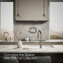 Pull-down kitchen sink faucet with two-function sprayhead