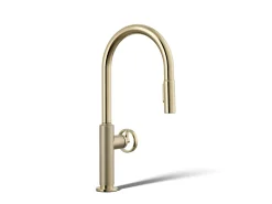 Pull-down kitchen sink faucet with two-function sprayhead