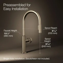 Pull-down kitchen sink faucet with two-function sprayhead