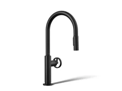 Pull-down kitchen sink faucet with two-function sprayhead