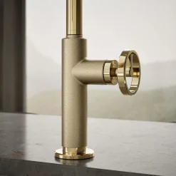 Pull-down kitchen sink faucet with two-function sprayhead