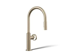 Pull-down kitchen sink faucet with two-function sprayhead