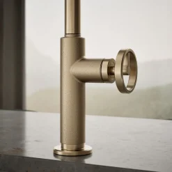 Pull-down kitchen sink faucet with two-function sprayhead