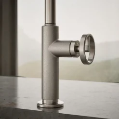 Pull-down kitchen sink faucet with two-function sprayhead