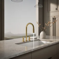 Pull-down kitchen sink faucet with two-function sprayhead