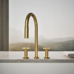 Pull-down kitchen sink faucet with two-function sprayhead