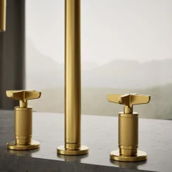 Pull-down kitchen sink faucet with two-function sprayhead