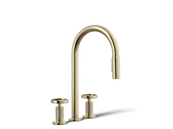 Pull-down kitchen sink faucet with two-function sprayhead