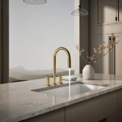 Pull-down kitchen sink faucet with two-function sprayhead