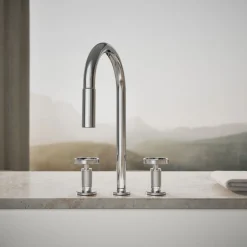 Pull-down kitchen sink faucet with two-function sprayhead
