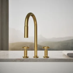 Pull-down kitchen sink faucet with two-function sprayhead